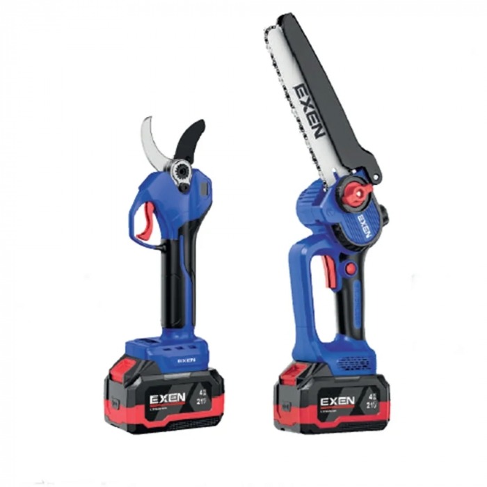 Exen ENG604SET 21V Budama Makası ve Testere Seti · 2 × 4.0 Ah