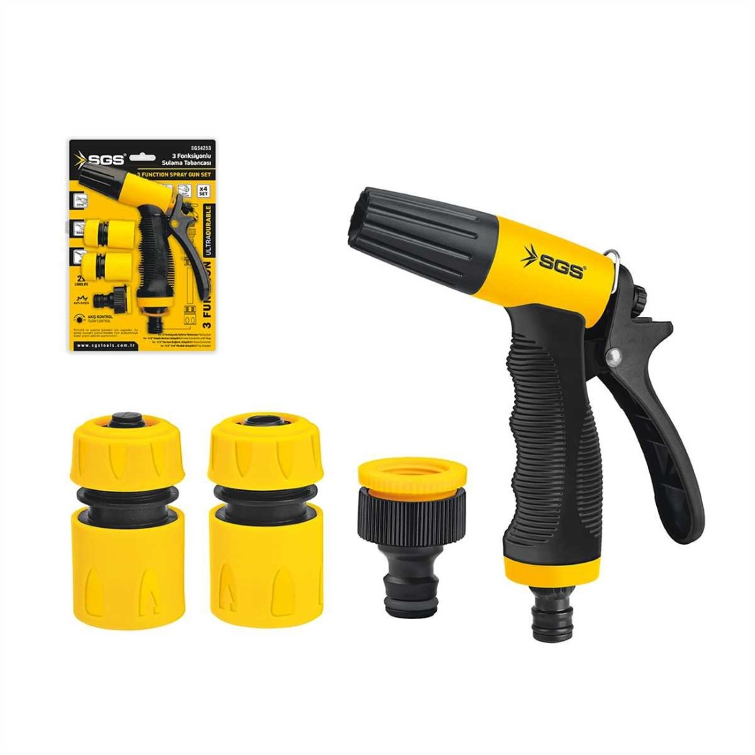 SGS4253 3 Fonksiyonlu Sulama Tabancası 4 Parça Set