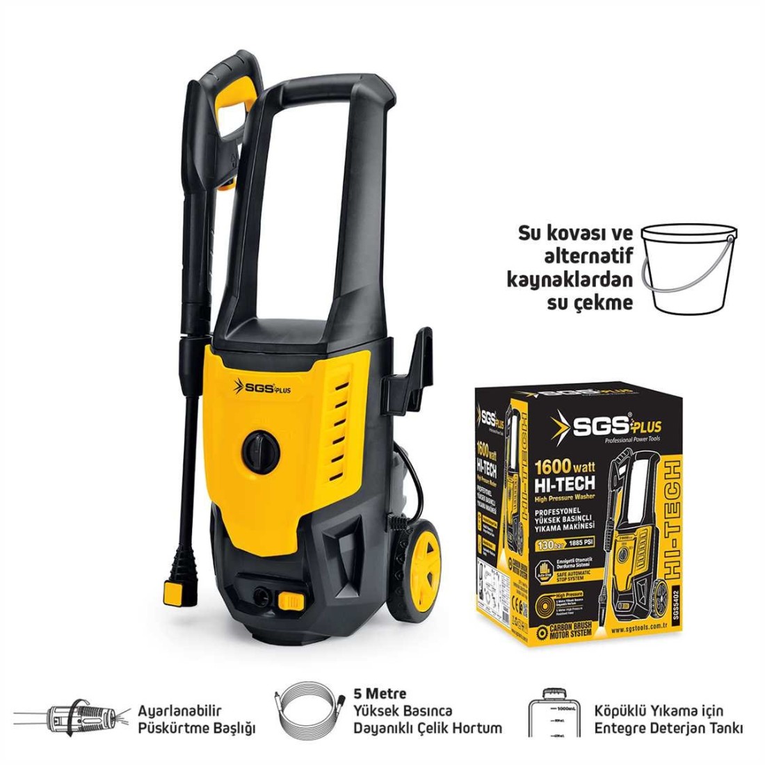 SGS5402 Basınçlı Yıkama Makinesi 1600 W 130 Bar